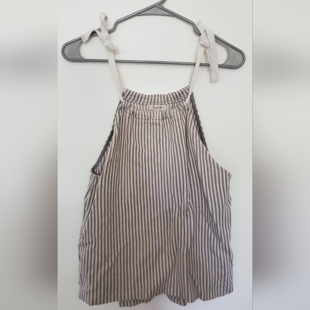 Madewell Blue and White Striped Tank With Tie Straps
